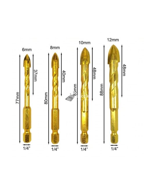 6 részes Kerámia és Üveg Fúrószár Készlet Precíziós Fúráshoz
