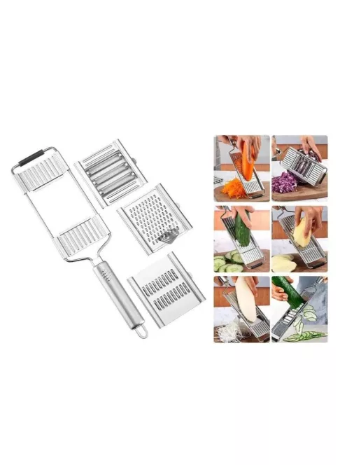 Reszelő és szeletelő készlet 3 cserélhető betéttel konyhai zöldség- és gyümölcsfeldolgozáshoz