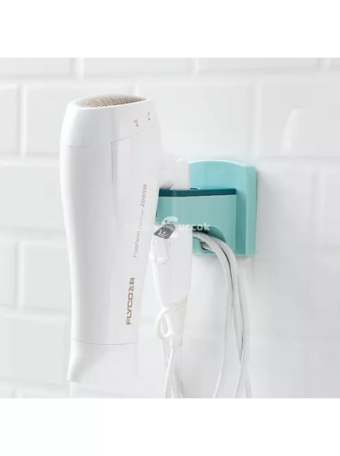 Fehér Öntapadós Hajszárító Tartó - Praktikus Fürdőszobai Kiegészítő