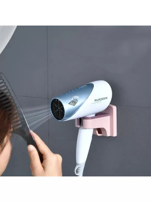 Fehér Öntapadós Hajszárító Tartó - Praktikus Fürdőszobai Kiegészítő