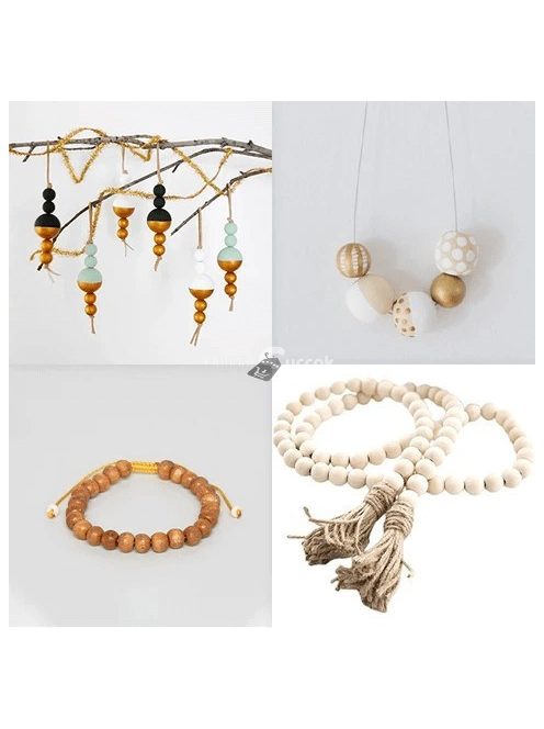 Fa gyöngy készítő készlet gyermekeknek, kreatív kézműves szett (16 részes)