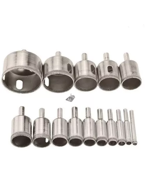 Gyémánt Csempe és Kerámiafúró Szett, 15 darabos készlet precíziós munkához