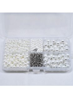   Díszítő Gyöngy Készlet (625db) - Fehér Színű Dekorációs Kellékek Kézműves Projektekhez