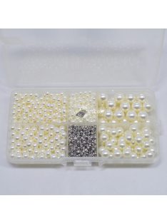   Díszítő Gyöngy Készlet (625db) - Fehér Színű Dekorációs Kellékek Kézműves Projektekhez