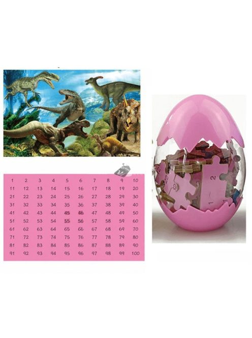 Dinós puzzle tojásban piros - Kreatív építőjáték gyerekeknek