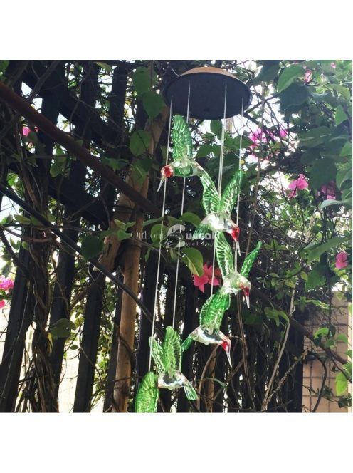 Kolibris világító szélcsengő kültéri dekorációhoz