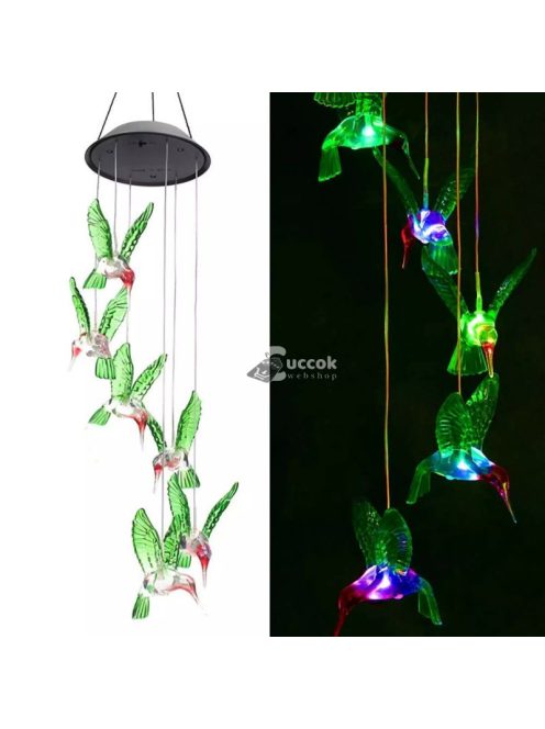 Kolibris világító szélcsengő kültéri dekorációhoz