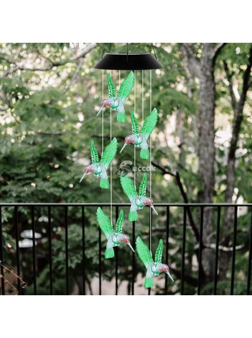 Kolibris világító szélcsengő kültéri dekorációhoz