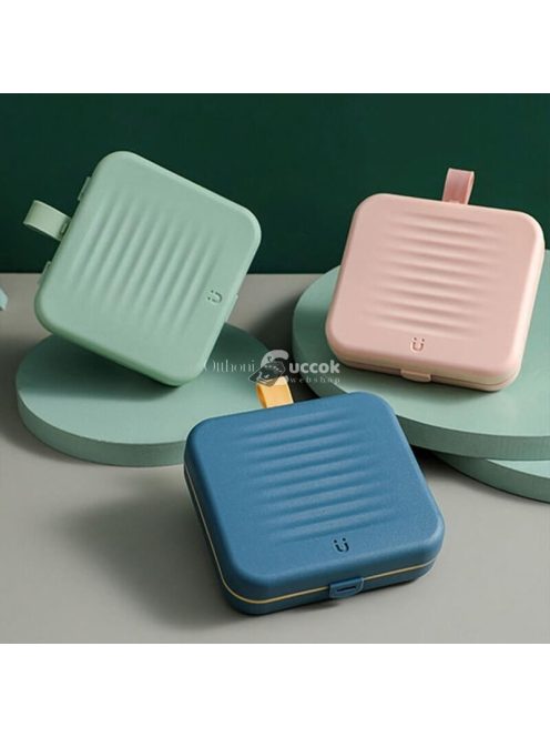 Hordozható Varrókészlet Kék Színben - Alapvető Varrási Kellékekkel és Tartozékokkal