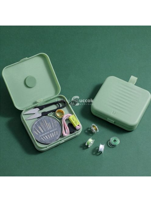 Hordozható Varrókészlet Kék Színben - Alapvető Varrási Kellékekkel és Tartozékokkal