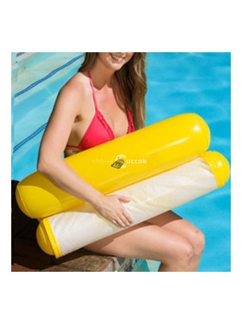 Felfújható kék hálós matrac beépített pumpával strandoláshoz és medencéhez