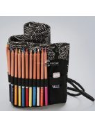 Fekete feltekerhető tolltartó iskolai és irodai használatra