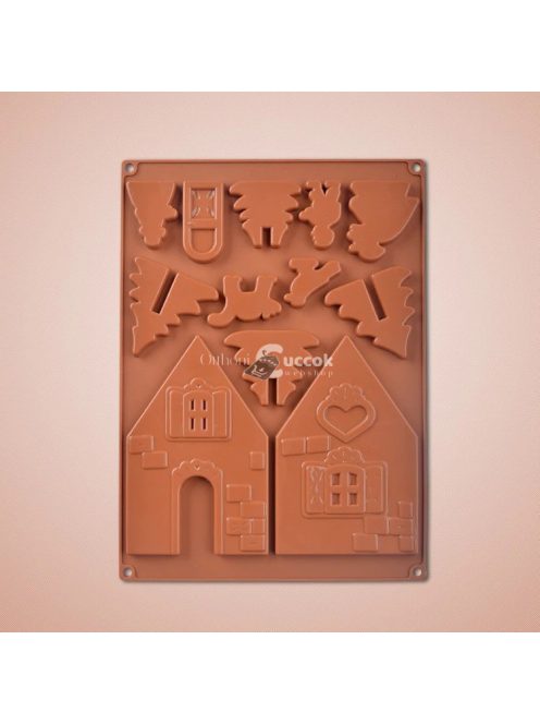 Szilikon mézeskalács ház sütőforma süteménykészítéshez