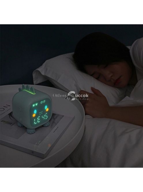 Dinós ébresztőóra rózsaszín, gyerekeknek szánt dekoratív ébresztőóra