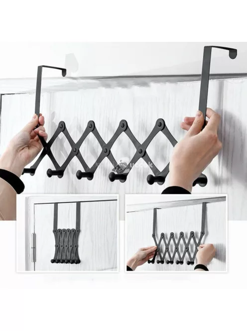 Összehajtható ruhafogas fekete színben, helytakarékos tároláshoz