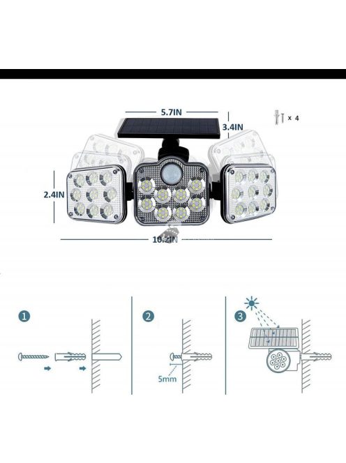Ultra Erős Fényű Mozgásérzékelős Kültéri LED Biztonsági Lámpa