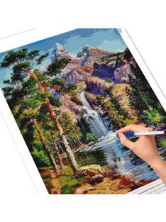   Gyémánt Kirakó Készlet - Szivárvány-vízesés Tájkép Kézműves Dekorációhoz