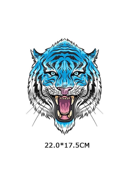 Ruhára vasalható matrica narancssárga tigris motívummal gyerekeknek és felnőtteknek