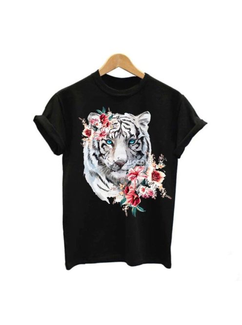 Ruhára vasalható matrica narancssárga tigris motívummal gyerekeknek és felnőtteknek