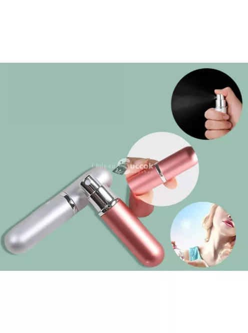 Újratölthető mini parfümszóró rózsaszín, utazó méretű illatszer tároló flakon