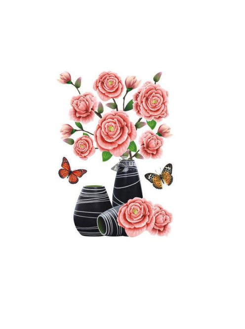 3D-s Piros Virág Falmatrica Dekorációs Célra