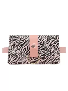   Divatos övtáska zebra mintás fekete színben, praktikus mindennapi használatra