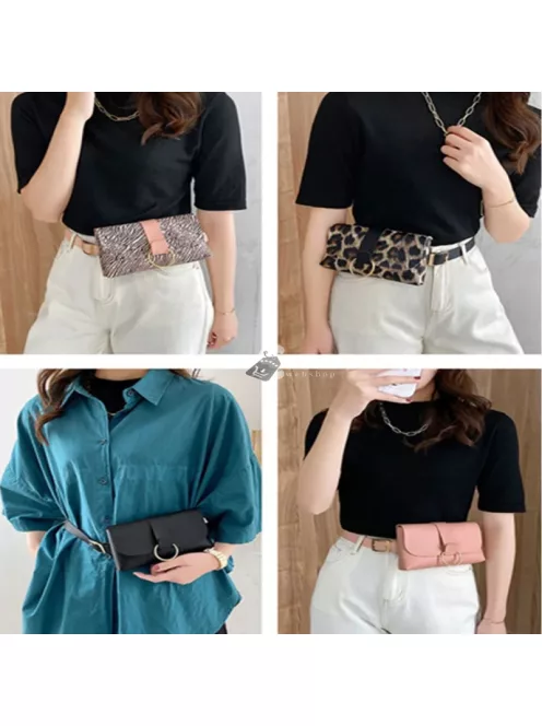 Divatos övtáska zebra mintás fekete színben, praktikus mindennapi használatra