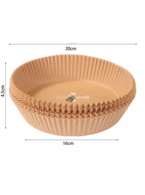 Air fryer sütőpapír, kör alakú, 16 cm, 50 db, forrólevegős sütőbe használható sütőpapír