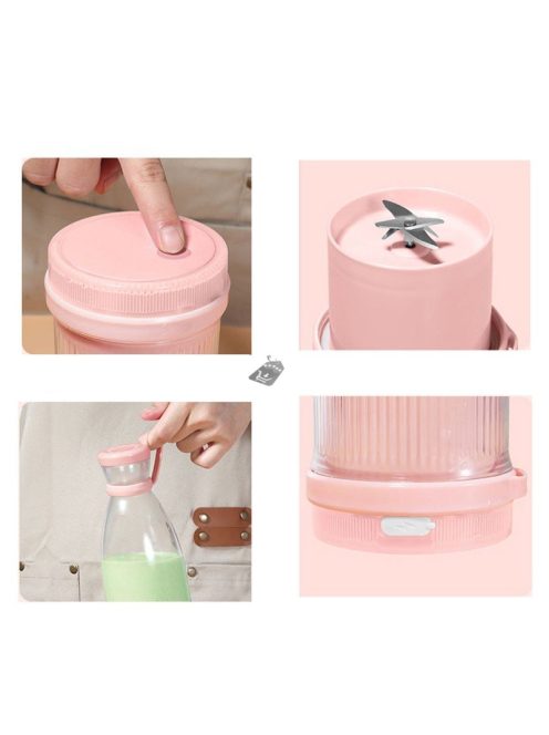 Hordozható gyümölcs turmixgép kék színben, utazáshoz és sportoláshoz ideális