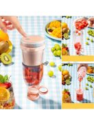 Hordozható gyümölcs turmixgép kék színben, utazáshoz és sportoláshoz ideális