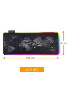   Világító RGB egérpad térkép mintával - Gamer kiegészítő