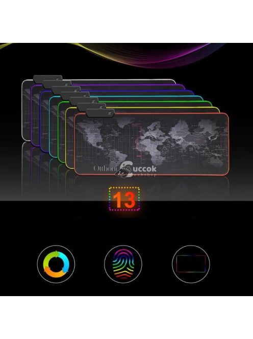 Világító RGB egérpad térkép mintával - Gamer kiegészítő