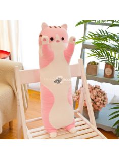   Plüss macska figura 90 cm, szürke színű, dekorációs és ölelhető játék