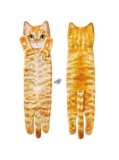 Cicás mintás kéztörlő és arctörlő, vörös színben