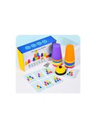 Montessori Toys Stack Cup fejlesztő játék kártyával gyerekeknek