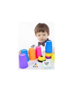 Montessori Toys Stack Cup fejlesztő játék kártyával gyerekeknek