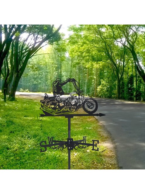 Retro szélkakas, motoros dizájnnal - kültéri dekoráció és szélirányjelző elem
