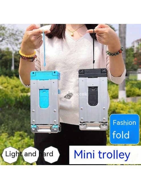 Mini összecsukható kerekes kocsi poggyászhoz és bevásárlótáskához, praktikus szállító eszköz