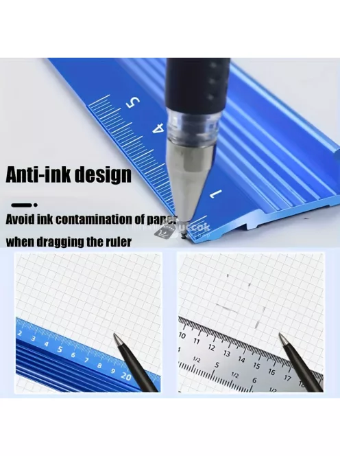 2 db-os Mérővonalzó szett csúszásgátló talppal precíziós méréshez