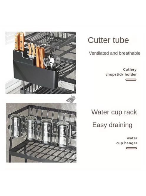 3 Szintes edény csepegtető állvány konyhai tároló és szárító rendszerrel