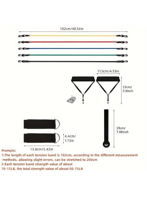 11 darabos Edzőszalag Szett - Otthoni és Fitnesztermi Edzéshez