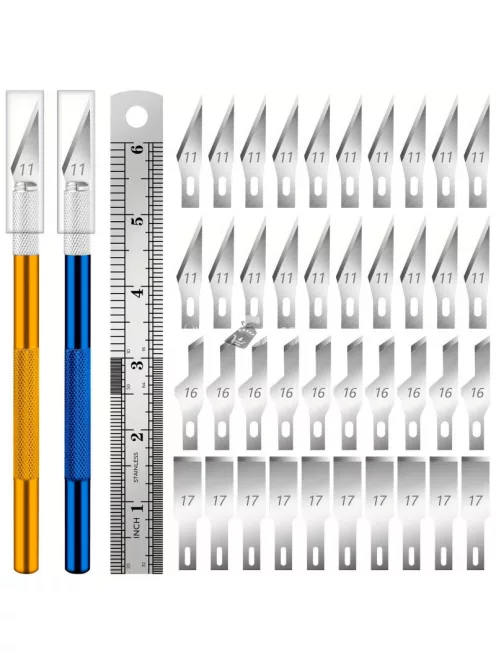 Precíziós kézműves kés készlet 40 db tartalék pengével kreatív projektekhez és modellezéshez
