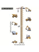 Magasságmérő falmatrica gyerekszobába, munkagépes dizájnnal