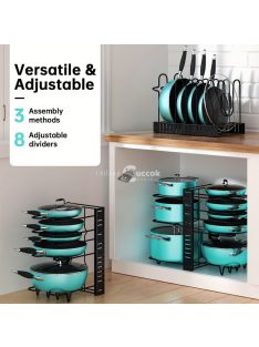   Konyhai serpenyő és edény rendszerező állvány – helytakarékos tárolási megoldás