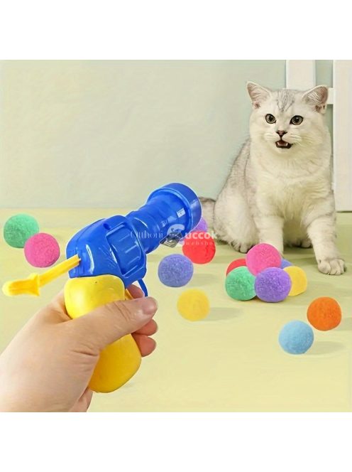Interaktív macskajáték plüsslabda kilövővel cicáknak