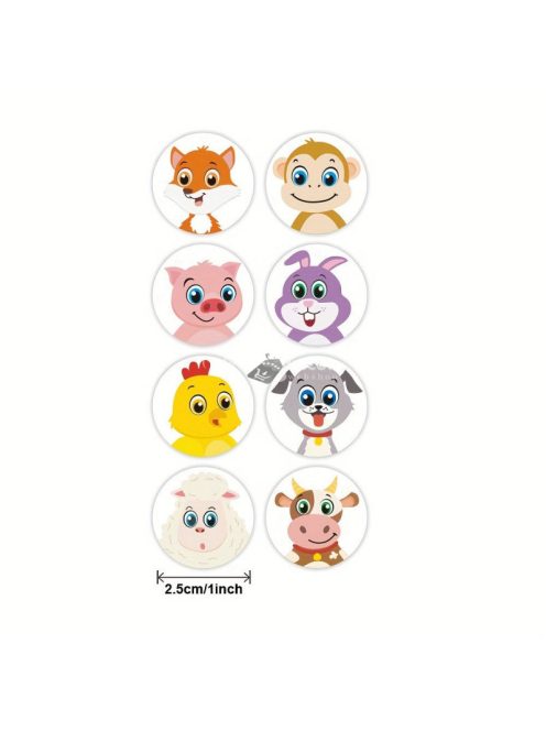 500 db-os Állatos Matrica Tekercs Gyerekeknek és Kreatív Projektekhez