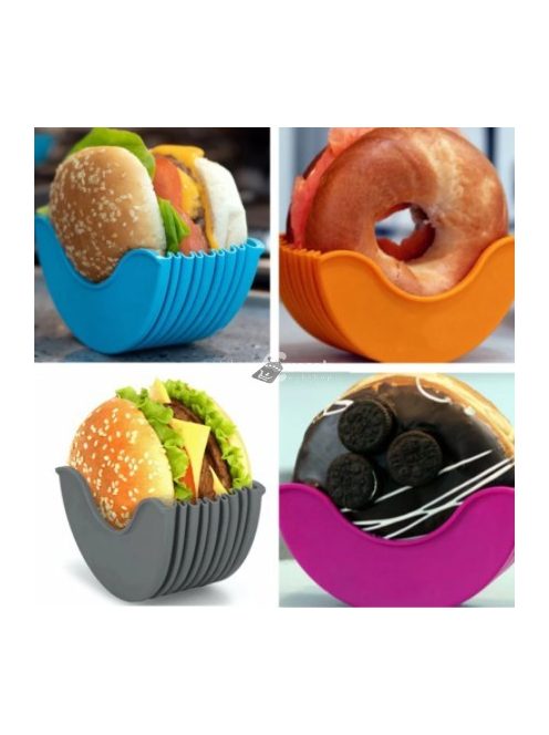 Szilikon hamburger tartó - könnyen tisztítható és újrahasználható ételtartó eszköz piknikezéshez és grillezéshez