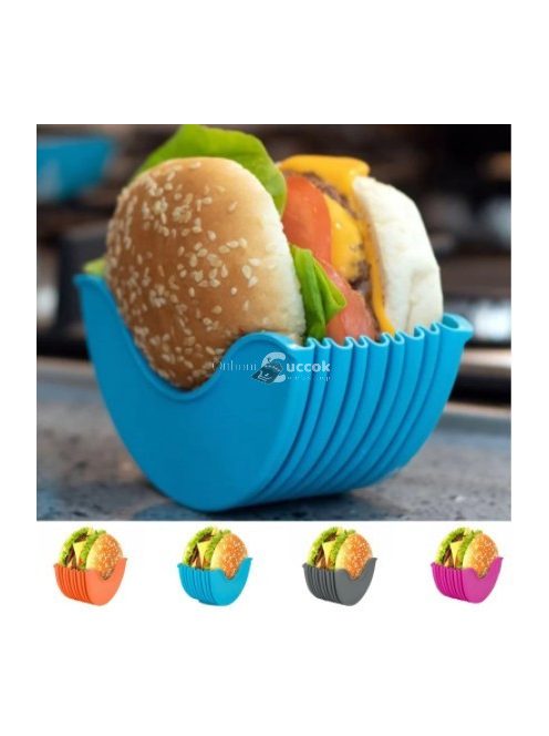 Szilikon hamburger tartó - könnyen tisztítható és újrahasználható ételtartó eszköz piknikezéshez és grillezéshez