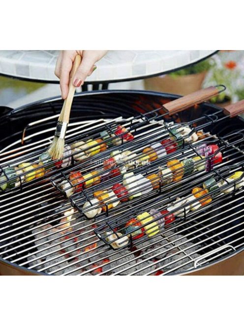 Grillező kosár saslik - kebab hús és zöldség sütéséhez kültéri használatra