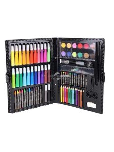   86 darabos művész készlet fekete tárolóban rajzoláshoz és festéshez
